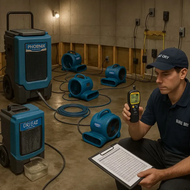 Structural Drying and Dehumidification process in Sevier County, AR